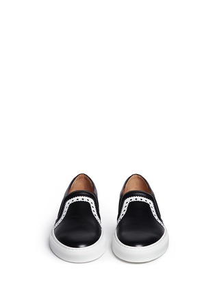 Figure View - Click To Enlarge - GIVENCHY - Zigzag trim saffiano leather skate slip-ons