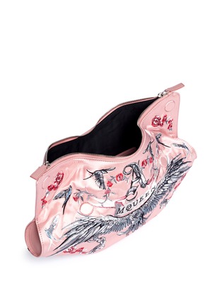 Detail View - Click To Enlarge - ALEXANDER MCQUEEN - 'De Manta' tattoo embroidery satin clutch