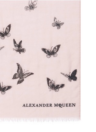 Detail View - Click To Enlarge - ALEXANDER MCQUEEN - Butterfly embroidery cashmere scarf
