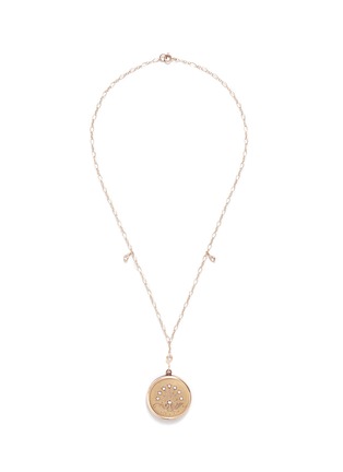 Main View - Click To Enlarge - ANTIQUE LOCKETS - White quartz 14k gold chain round antique locket necklace