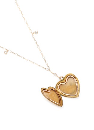 Detail View - Click To Enlarge - ANTIQUE LOCKETS - White quartz 14k gold chain heart antique locket necklace
