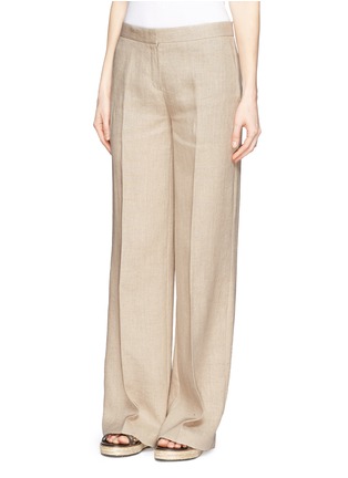 Front View - Click To Enlarge - THEORY - 'Grinetta' linen burlap pants