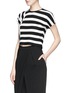 Front View - Click To Enlarge - THEORY - 'Seblyn' contrast stripe cropped knit T-shirt
