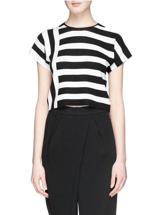 Main View - Click To Enlarge - THEORY - 'Seblyn' contrast stripe cropped knit T-shirt