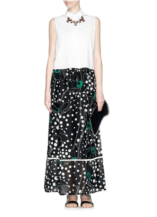 Figure View - Click To Enlarge - SEE BY CHLOÉ - Windflower print slub linen maxi skirt