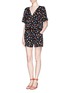 Figure View - Click To Enlarge - SEE BY CHLOÉ - Heart print georgette V-neck playsuit