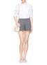 Figure View - Click To Enlarge - SEE BY CHLOÉ - Floral embroidery trim cotton shorts