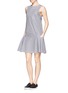 Front View - Click To Enlarge - SEE BY CHLOÉ - Fil coupé jacquard cotton poplin dress