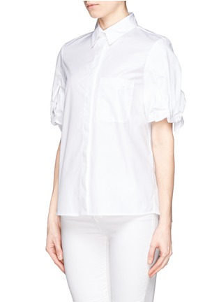 Front View - Click To Enlarge - SEE BY CHLOÉ - Pleat bow sleeve cotton poplin shirt