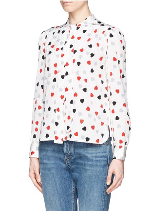 Front View - Click To Enlarge - SEE BY CHLOÉ - Ribbon neck heart print blouse
