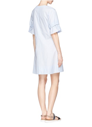 Back View - Click To Enlarge - SEE BY CHLOÉ - Ruffle sleeve cotton poplin dress