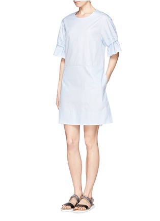 Front View - Click To Enlarge - SEE BY CHLOÉ - Ruffle sleeve cotton poplin dress