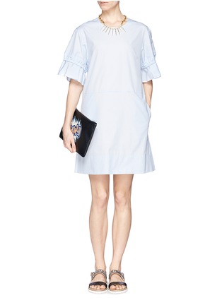Figure View - Click To Enlarge - SEE BY CHLOÉ - Ruffle sleeve cotton poplin dress