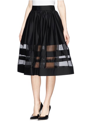 Front View - Click To Enlarge - ALICE & OLIVIA - 'Misty' organza stripe pouf midi skirt