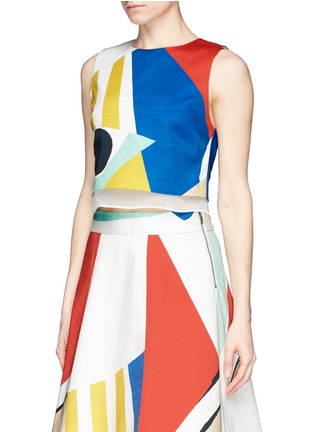 Front View - Click To Enlarge - ALICE & OLIVIA - 'Giana' graphic colourblock layer tank top