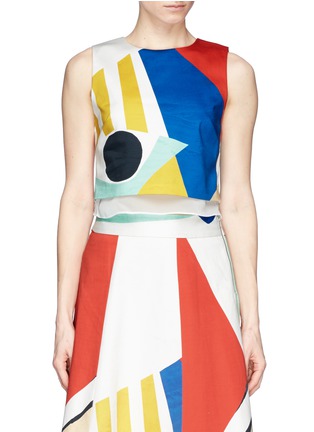Main View - Click To Enlarge - ALICE & OLIVIA - 'Giana' graphic colourblock layer tank top