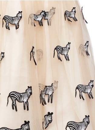 Detail View - Click To Enlarge - ALICE & OLIVIA - Zebra appliqué mesh flare skirt