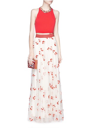 Figure View - Click To Enlarge - ALICE & OLIVIA - 'Adair' wildflower tulle maxi skirt
