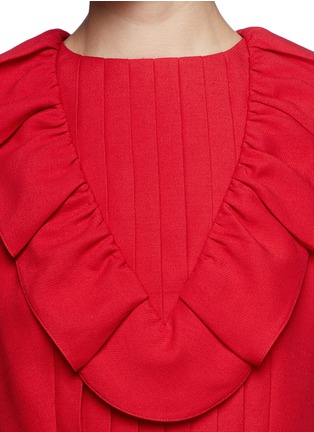 Detail View - Click To Enlarge - VALENTINO GARAVANI - Ruffle trim plissé pleat bonded crepe dress