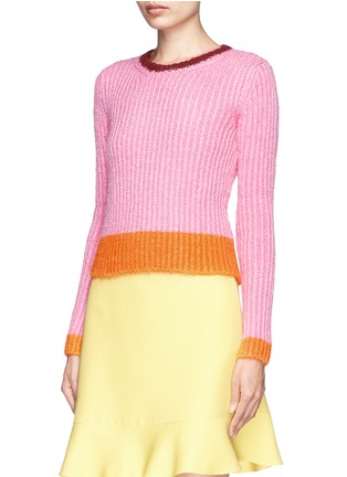 Front View - Click To Enlarge - VALENTINO GARAVANI - Colourblock silk rib knit sweater