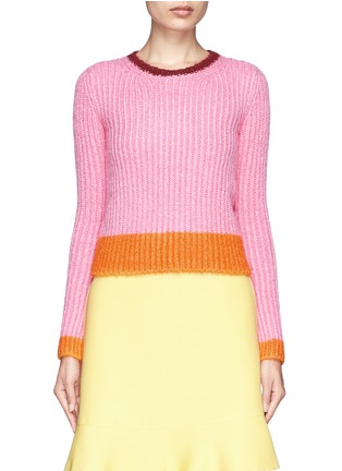 Main View - Click To Enlarge - VALENTINO GARAVANI - Colourblock silk rib knit sweater