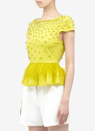 Front View - Click To Enlarge - ALICE & OLIVIA - 'Blossom' embellished peplum T-shirt
