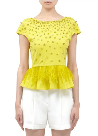Main View - Click To Enlarge - ALICE & OLIVIA - 'Blossom' embellished peplum T-shirt