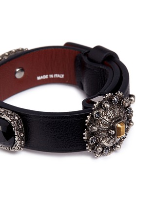 Detail View - Click To Enlarge - ALEXANDER MCQUEEN - Celtic jewelled nappa leather bracelet