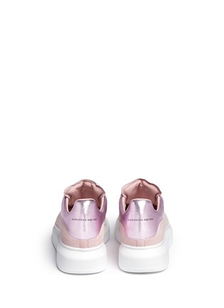 Back View - Click To Enlarge - ALEXANDER MCQUEEN - Chunky outsole metallic collar suede sneakers