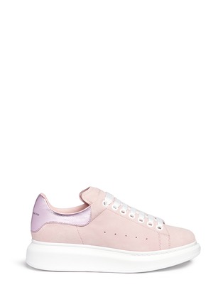 Main View - Click To Enlarge - ALEXANDER MCQUEEN - Chunky outsole metallic collar suede sneakers