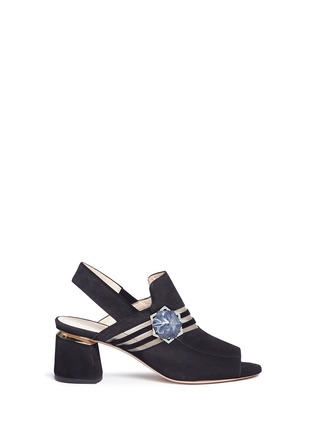 Main View - Click To Enlarge - NICHOLAS KIRKWOOD - 'Camille' hexagon stone cutout suede slingback sandals