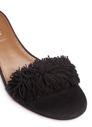 Detail View - Click To Enlarge - AQUAZZURA - 'Wild Thing' fringe suede slide sandals