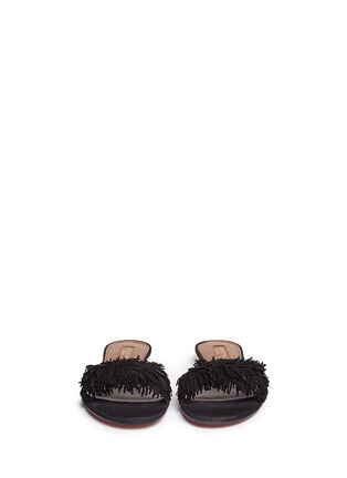 Front View - Click To Enlarge - AQUAZZURA - 'Wild Thing' fringe suede slide sandals