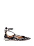 Main View - Click To Enlarge - AQUAZZURA - 'Christy' lace-up snakeskin leather flats