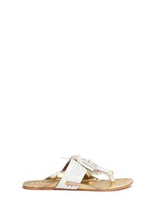 Main View - Click To Enlarge - FIGUE - 'Scaramouche' tassel braided leather thong sandals