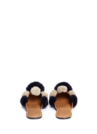 Back View - Click To Enlarge - FIGUE - 'Iris' pompom embroidered leather slides
