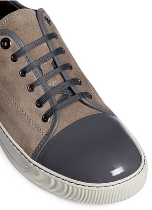 Detail View - Click To Enlarge - LANVIN - Patent leather toe cap suede sneakers