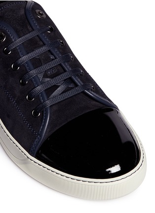 Detail View - Click To Enlarge - LANVIN - Patent leather toe cap suede sneakers