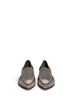 Front View - Click To Enlarge - STUART WEITZMAN - 'Pipe Lopez' glitter woven loafers