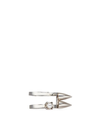 Figure View - Click To Enlarge - JOOMI LIM - 'Unexpected Fusion' Swarovski pearl spike double band ring