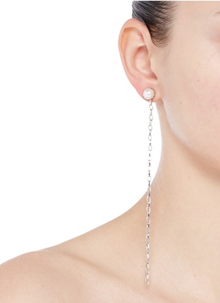 Figure View - Click To Enlarge - JOOMI LIM - 'Pure Punk' Swarovski pearl asymmetric chain earrings