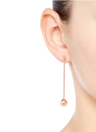 Figure View - Click To Enlarge - MARIA BLACK - 'Asymmetric Orbit' rose gold silver stud drop earrings