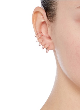 Figure View - Click To Enlarge - MARIA BLACK - 'Orbit' pierced spiral rose gold silver single ear cuff