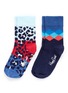 Main View - Click To Enlarge - HAPPY SOCKS - Leopard and argyle kids socks 2-pair pack