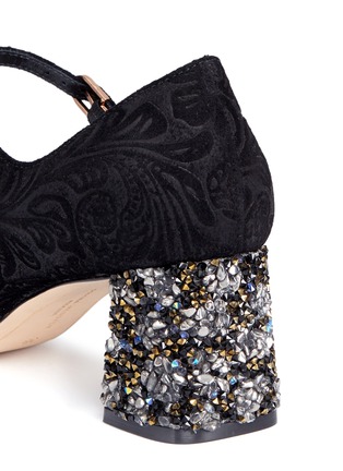 Detail View - Click To Enlarge - SOPHIA WEBSTER - 'Renee' crystal embellished heel floral leather Mary Jane pumps