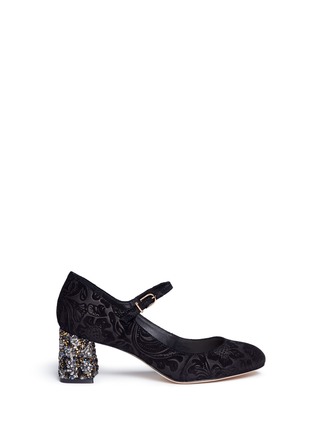 Main View - Click To Enlarge - SOPHIA WEBSTER - 'Renee' crystal embellished heel floral leather Mary Jane pumps