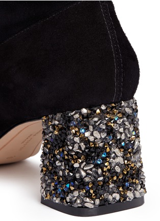 Detail View - Click To Enlarge - SOPHIA WEBSTER - 'Suranne' crystal embellished heel suede boots
