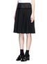 Front View - Click To Enlarge - MARC JACOBS - Velvet trim wool pleat skirt