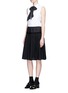 Figure View - Click To Enlarge - MARC JACOBS - Velvet trim wool pleat skirt