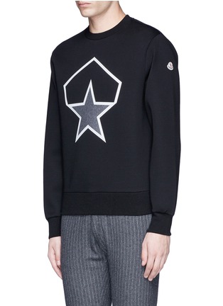 Front View - Click To Enlarge - MONCLER - Taped star cotton neoprene sweatshirt
